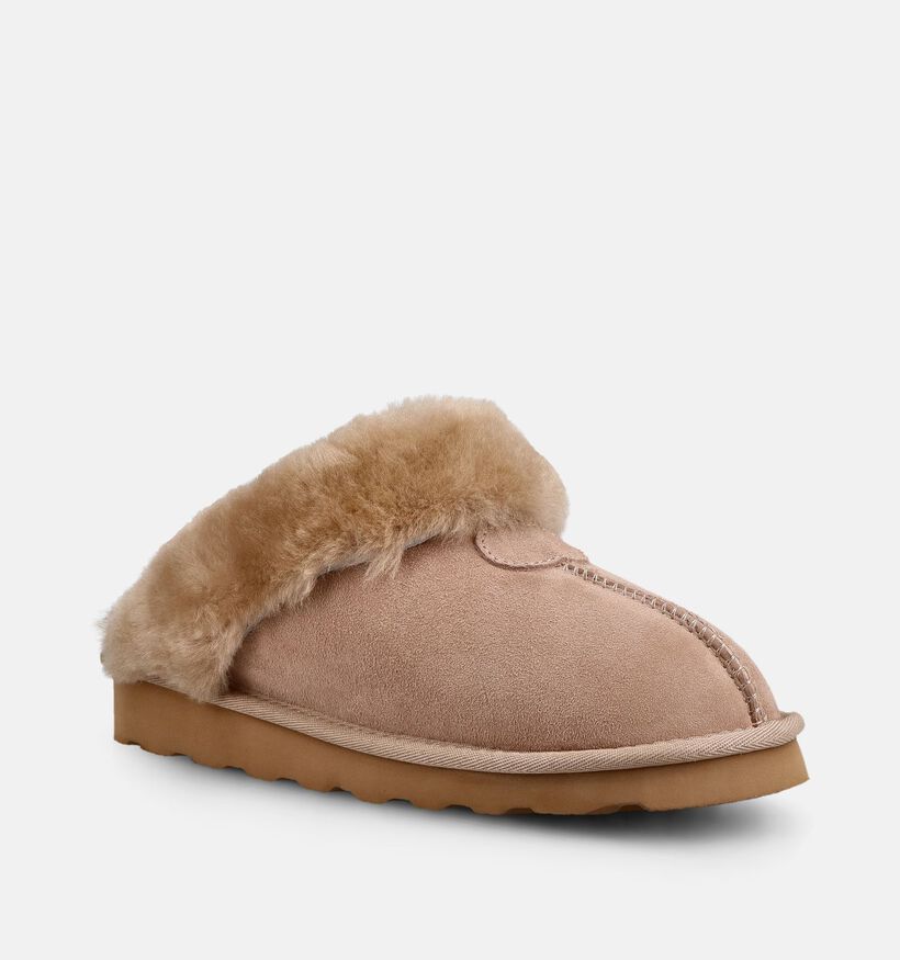 Laurent David Split Seam Slipper Pantoufles ouvertes en Beige pour femmes (382385)