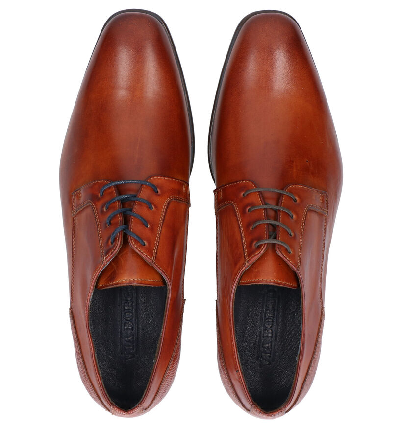 Via Borgo Cognac Veterschoenen in leer (279953)