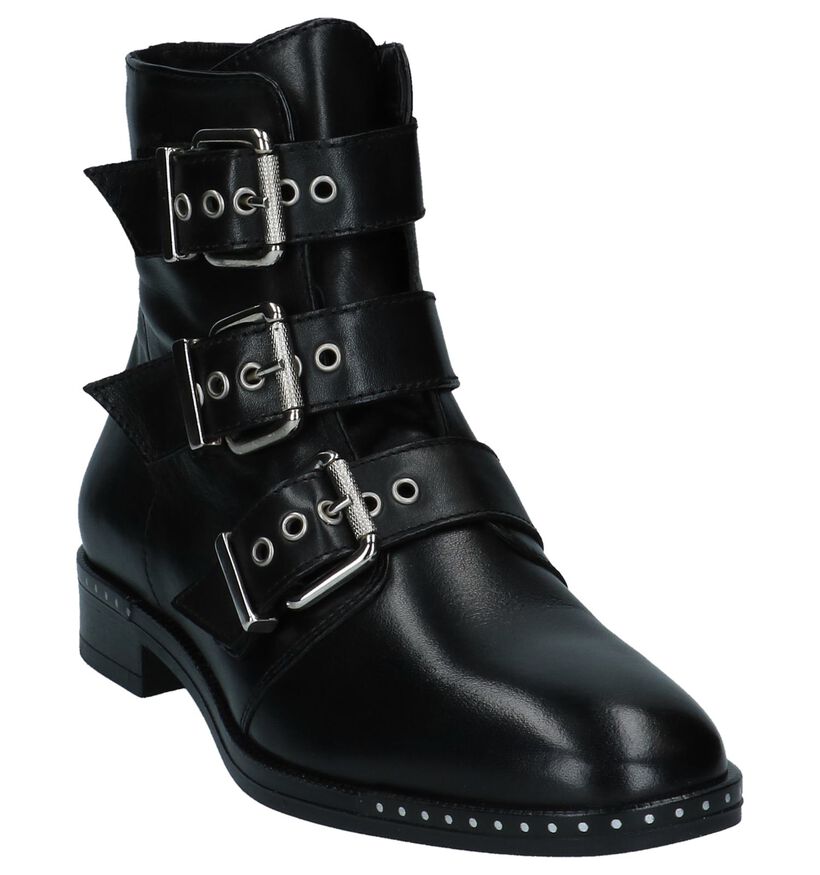 Zwarte Stoere Boots met Gesp/Rits Via Limone in leer (226208)