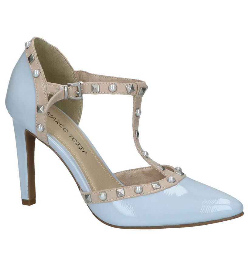 Licht Blauwe Laké Pumps High Heels met Studs in kunstleer (214430)