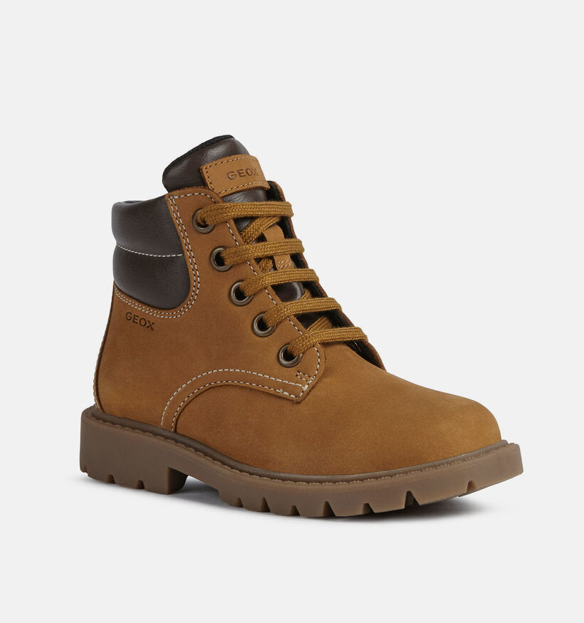 Geox Shaylax Bruine Boots met Veter en Rits voor jongens (377716) - geschikt voor steunzolen