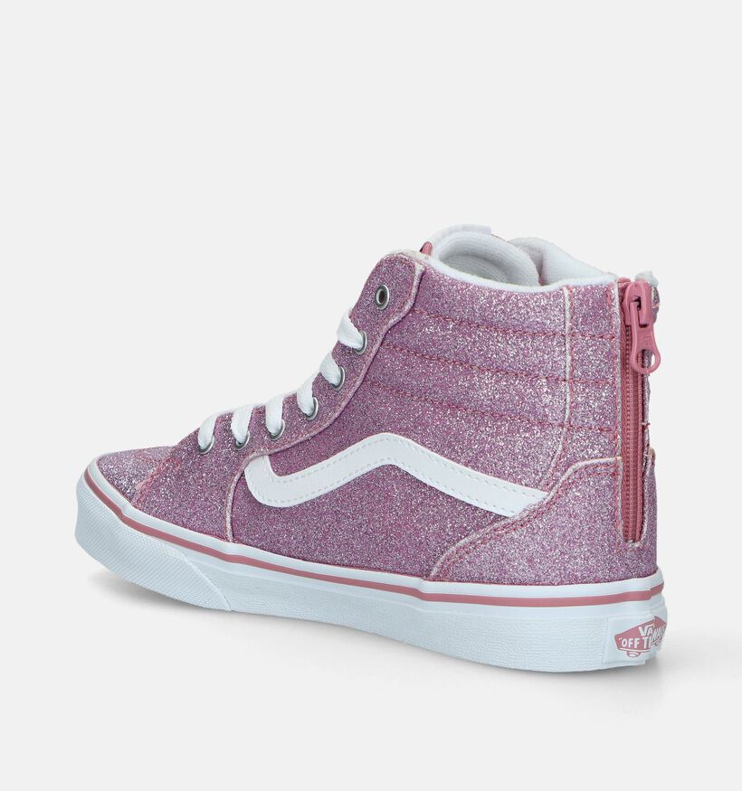 Vans Filmore Hi Zip Baskets de skate en Rose pour filles (336445)