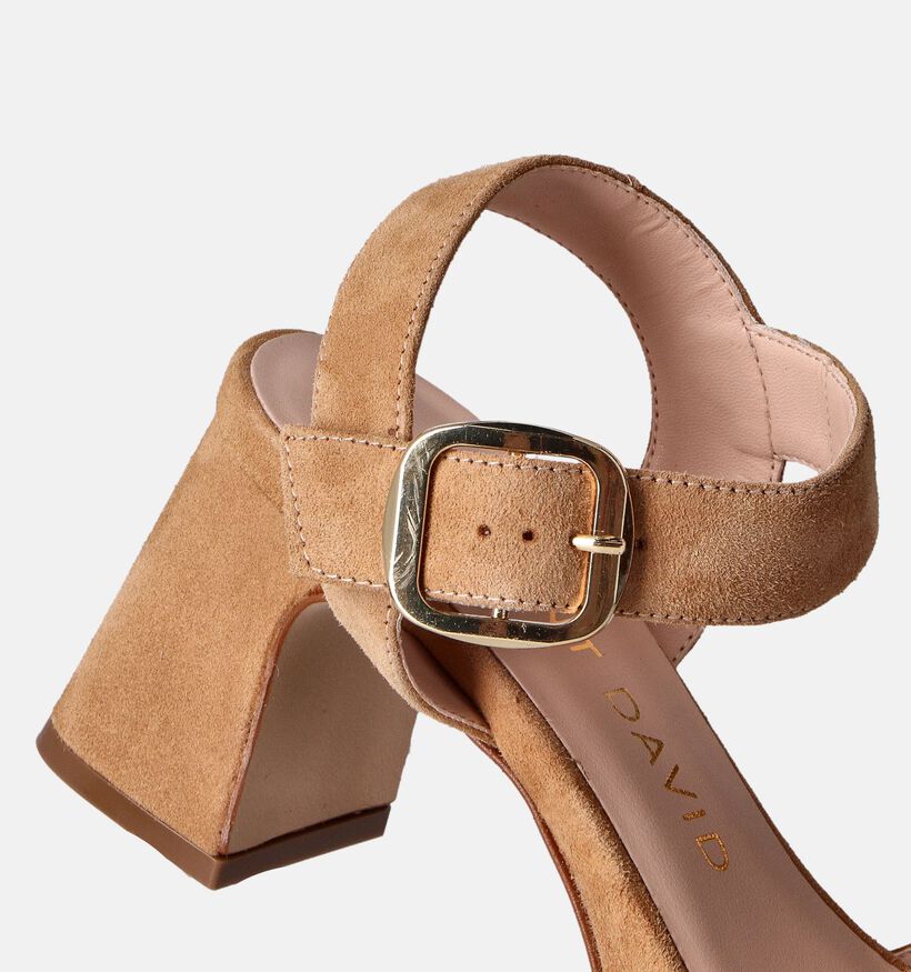 Laurent David Cognac Sandalen met blokhak voor dames (357776)