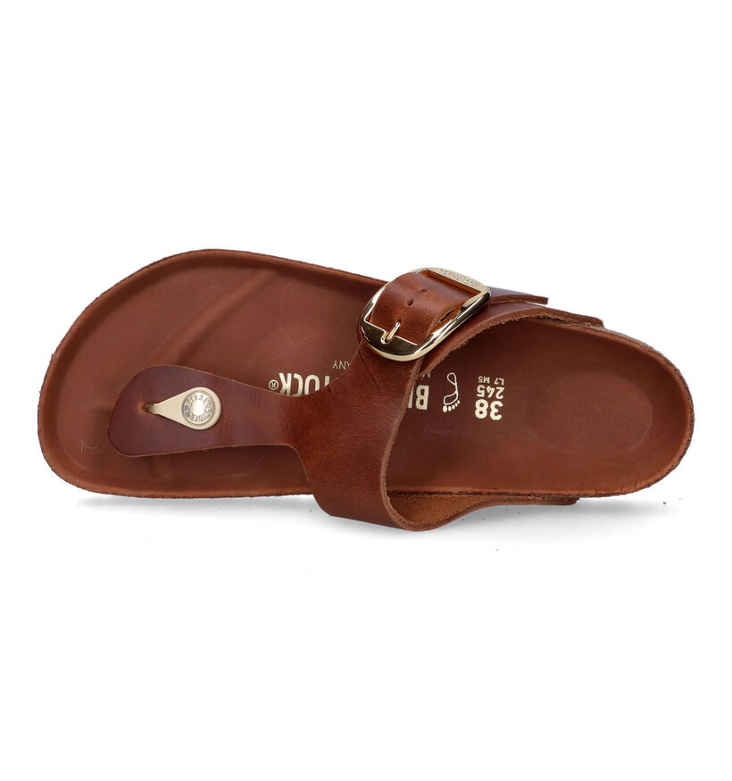 Birkenstock Gizeh Big Buckle Tongs en Cognac en cuir (322775)