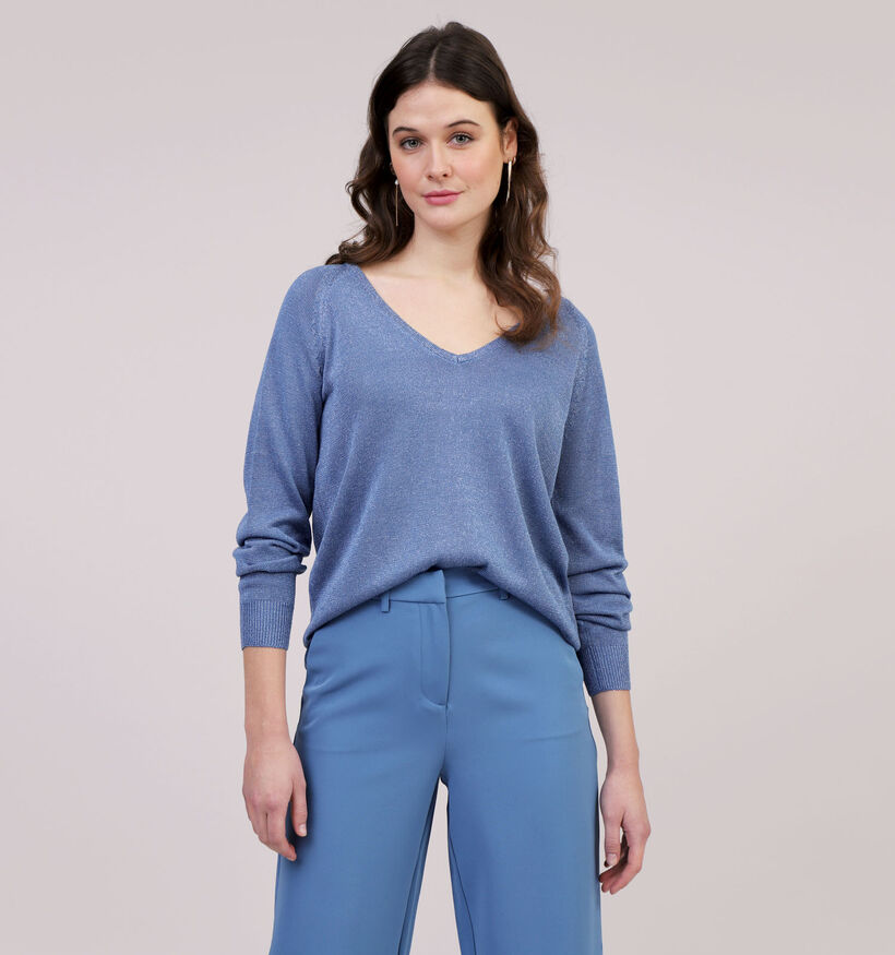 Vila Klano Rev New Pull à paillette en Bleu pour femmes (323728)