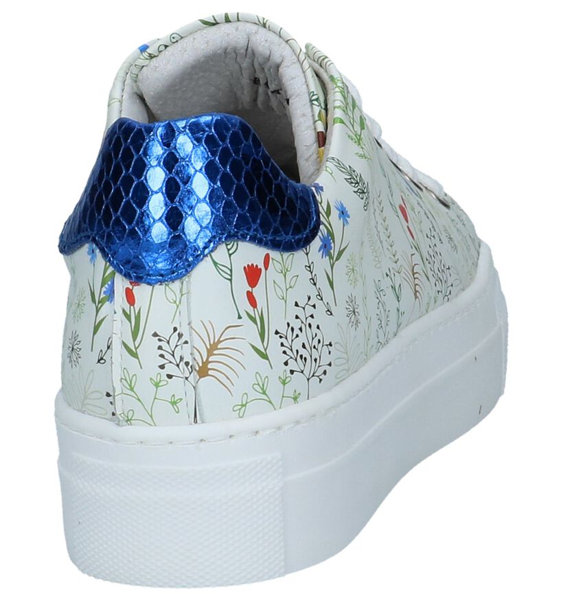 Lichtgroene Milo & Mila Sneakers met Bloemenprint in leer (241498)