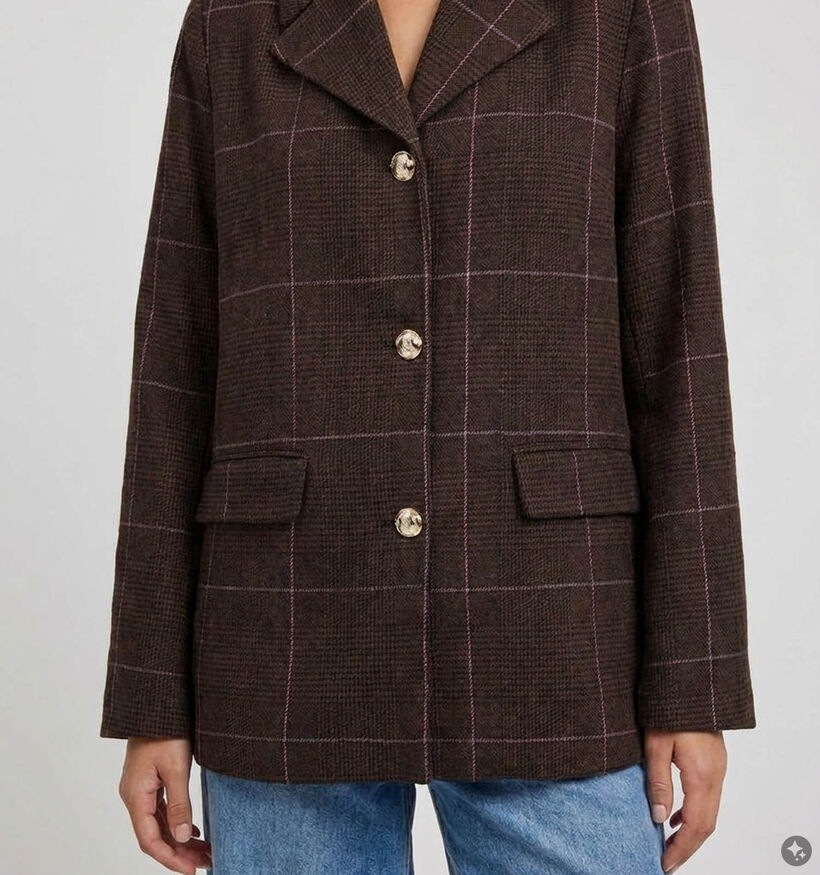 Pieces Amina Geruite Donkerbruine Blazer voor dames (379330)