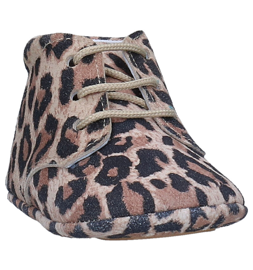 Beberlis Chaussons Bébé en Beige Leopard en cuir (281141)