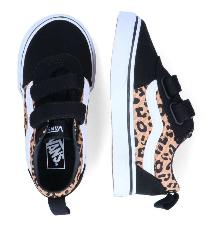 Vans Ward Cheetah Baskets en Noir en textile (303049)