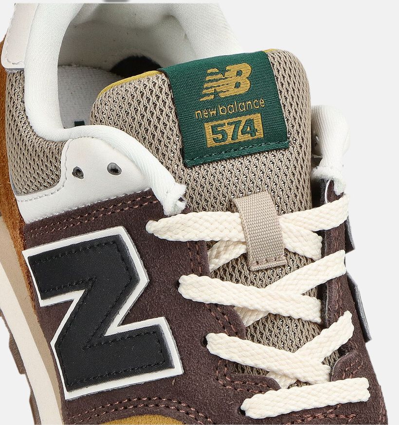 New Balance 574 Bruine/Multi Sneakers voor jongens (377316) - geschikt voor steunzolen