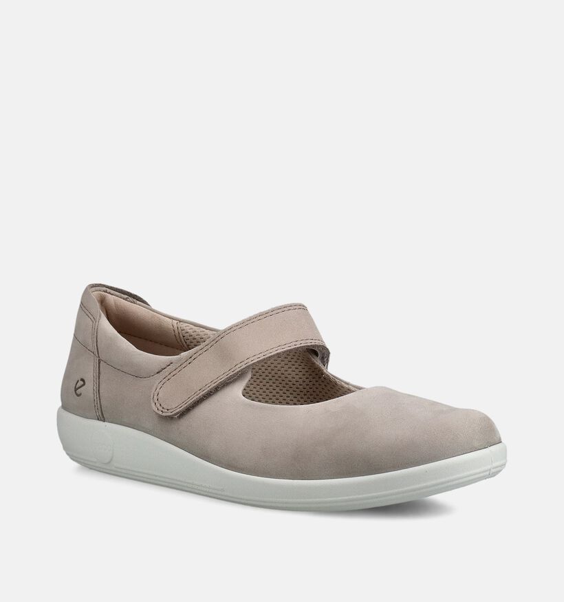 ECCO Soft 2.0 Mary-Jane Beige Ballerina's voor dames (369800) - geschikt voor steunzolen