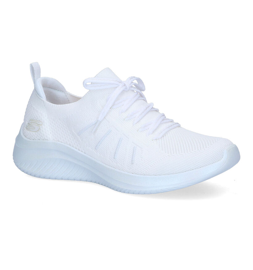 Skechers Ultra Flex 3.0 Glowing Sky Witte Sneakers in stof (302127)