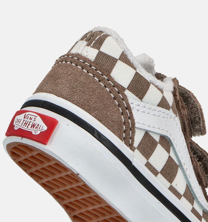 Vans Old Skool Bruine Checkerboard Sneakers voor jongens, meisjes (361026)