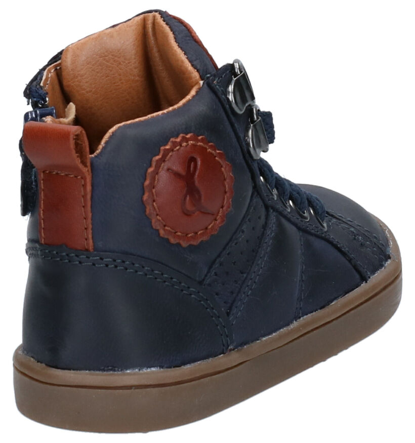 Milo & Mila Blauwe Hoge Schoenen in leer (262022)