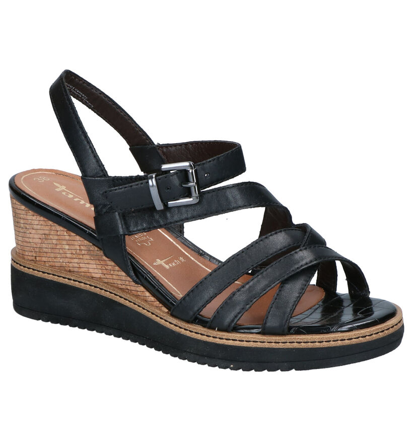 Tamaris Touch It Zwarte Sandalen in leer (270181)