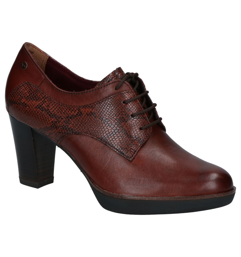 Tamaris ANTIshokk Cognac Enkelpumps in leer (257186)