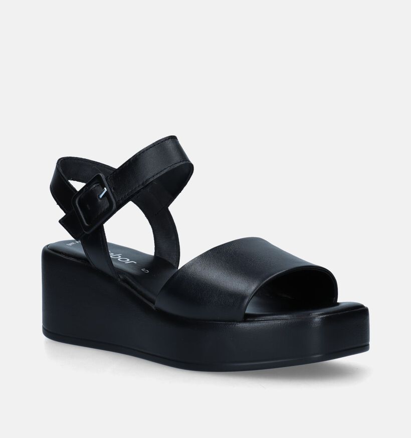 Gabor Best Fitting Zwarte Sandalen Met Sleehak voor dames (339372)