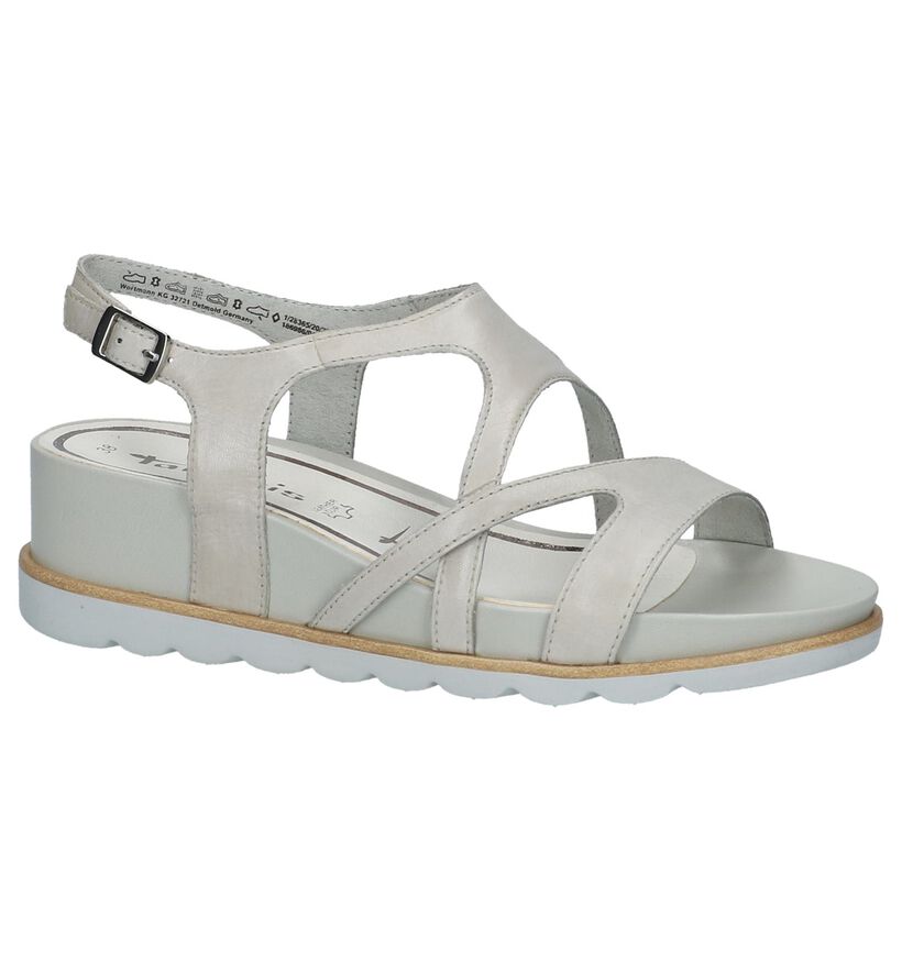 Lichtgrijze Sandalen met Sleehak Tamaris in leer (214375)