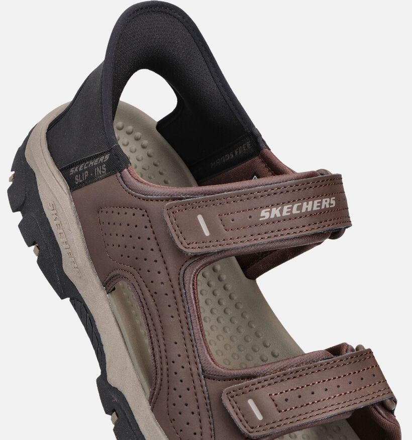 Skechers Tresmen Reece Sandales en Brun fonc&eacute; pour hommes (371036)