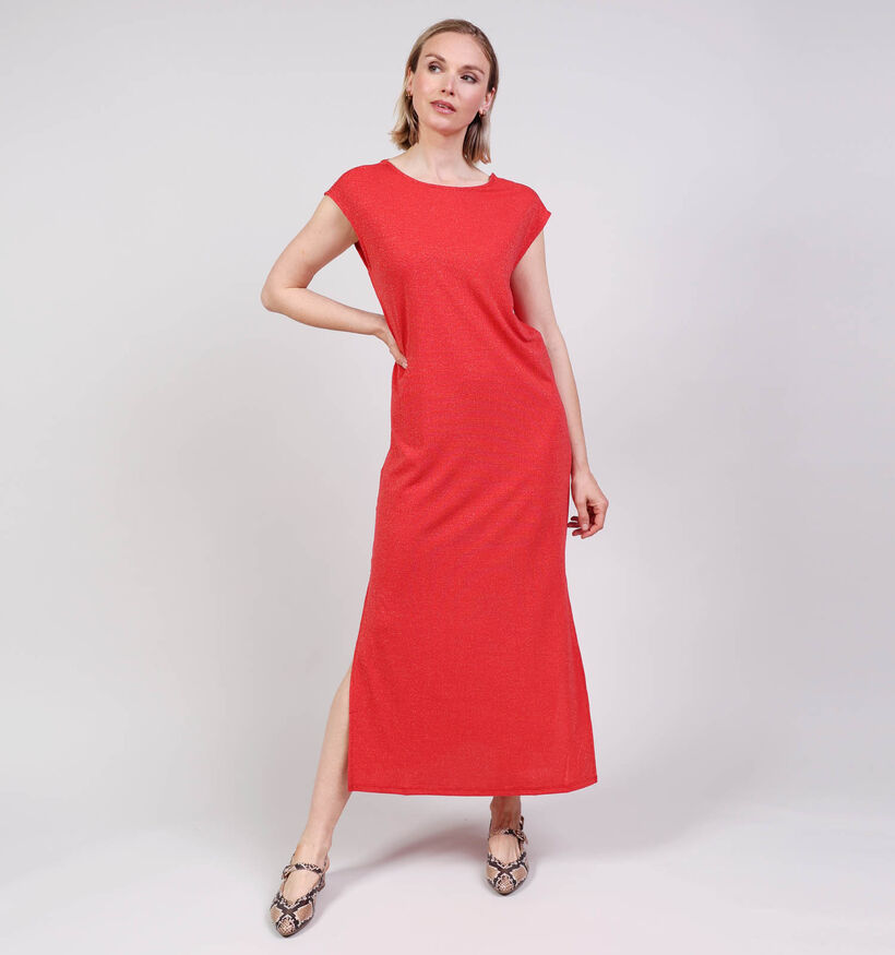 Vila Luxi Glitter Rode Lange Jurk voor dames (369457)