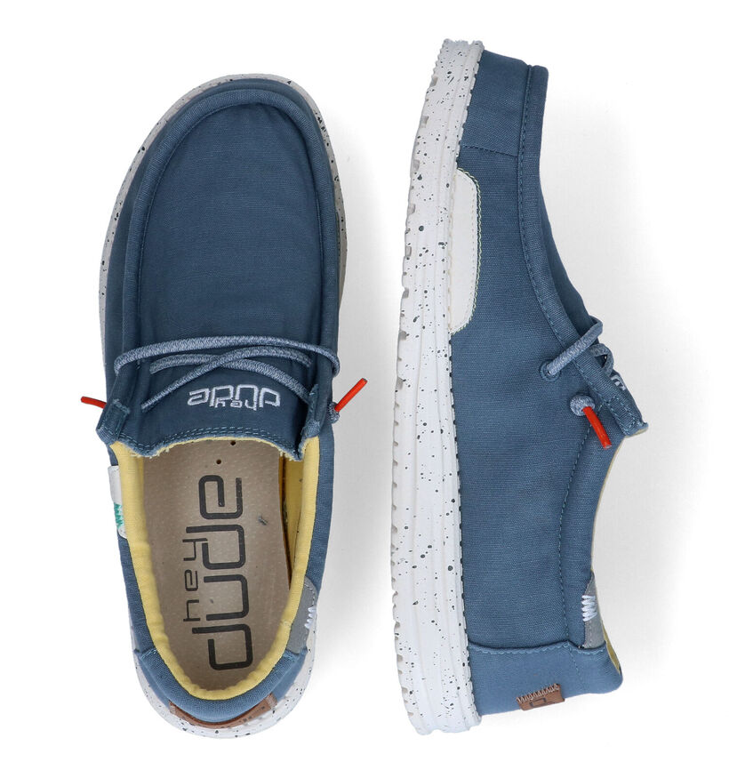 HEYDUDE Wally Washed Mocassins en Bleu en textile (303312)