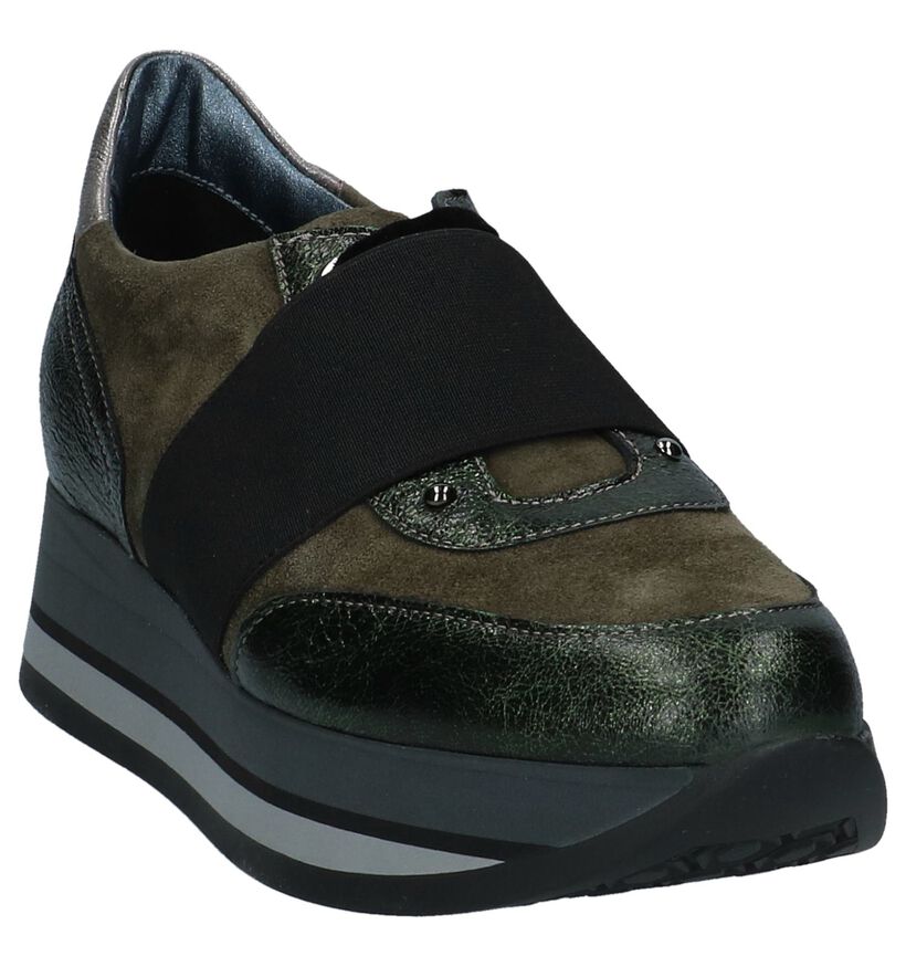Tine's Baskets basses en Vert kaki en daim (233954)