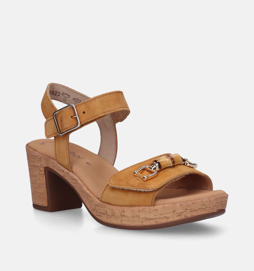 Gabor Best Fitting Sandales avec talon carré en Cognac pour femmes (339377)