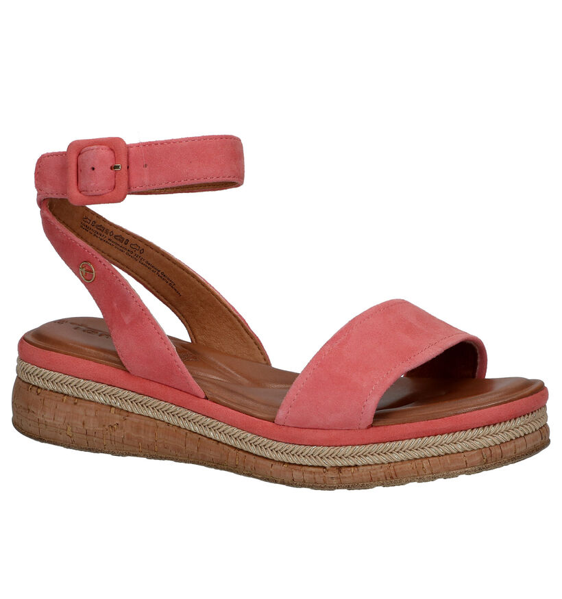 Tamaris Sandales compens&eacute;es en Rose en daim (289661)