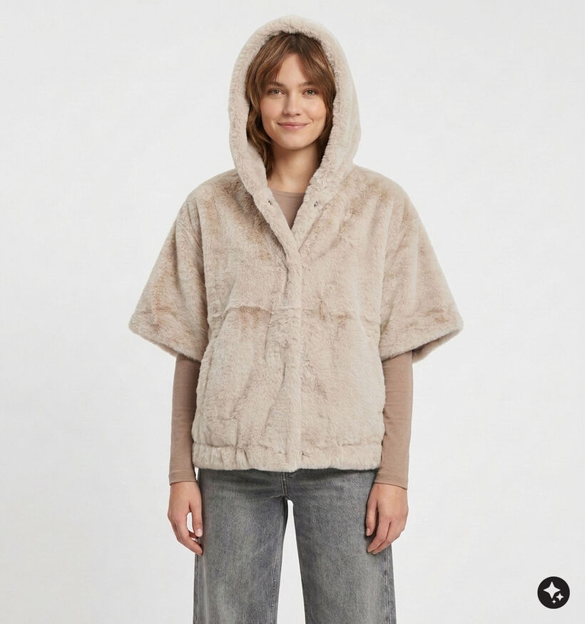 Laurent David Lichtbeige Fluffy Vest voor dames (382022)