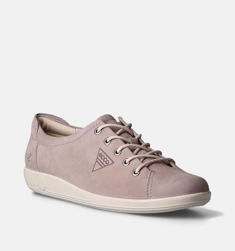 ECCO Soft 2.0 Taupe Veterschoenen voor dames (353351) - geschikt voor steunzolen