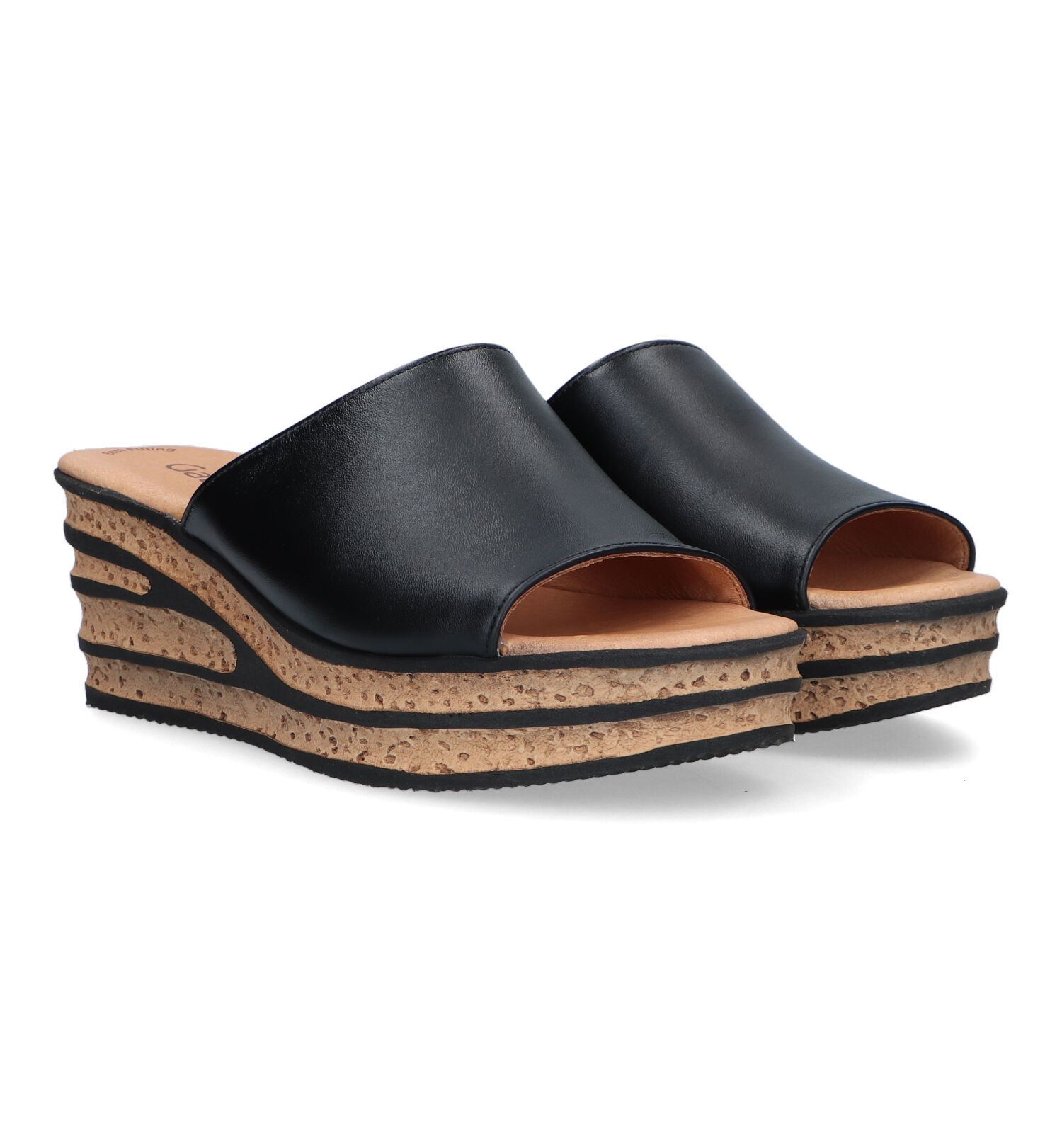 Sleehak slippers zwart on sale
