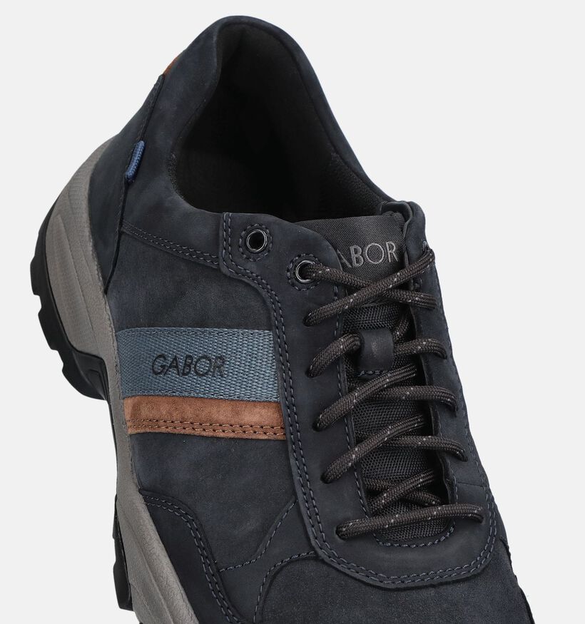 Gabor Soft Walk Donkerblauwe/Cognac Veterschoenen voor heren (380895) - geschikt voor steunzolen