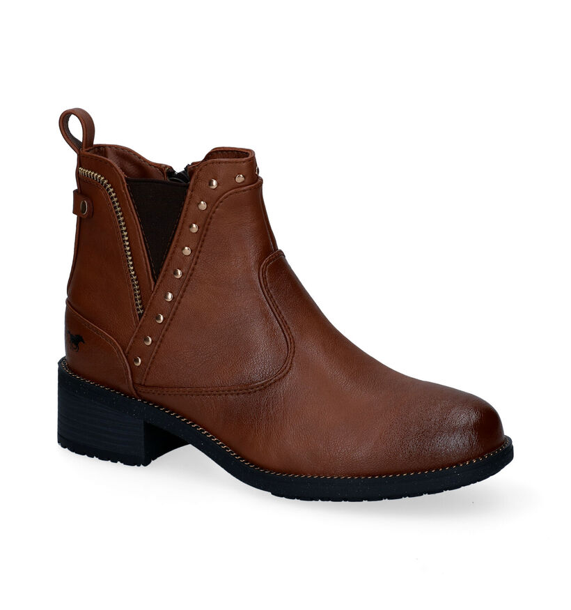 Mustang Bottines plates en Cognac en simili cuir (298101)