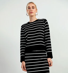 Pieces Joy Zwarte Gestreepte trui voor dames (342976)