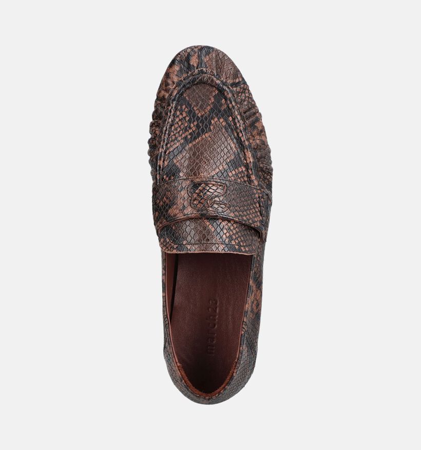 March23 Teleste Chocolat Python Bruine/Zwarte Loafers voor dames (381046)