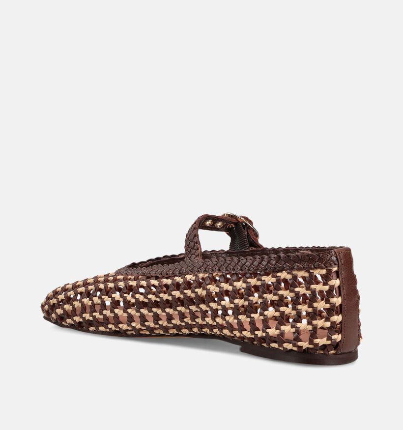 Laurent David Bruine Gevlochten Ballerina's voor dames (373629)