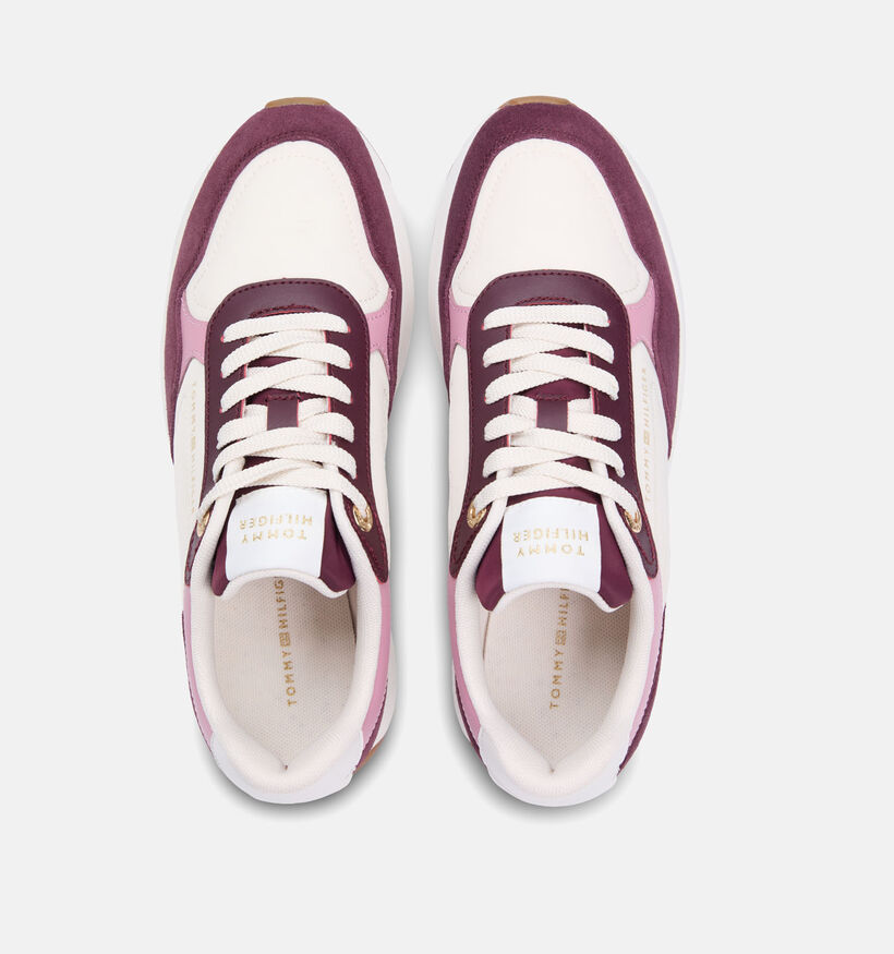 Tommy Hilfiger Material Runner Baskets en Beige/Bordeaux pour femmes (366173) - pour semelles orthopédiques