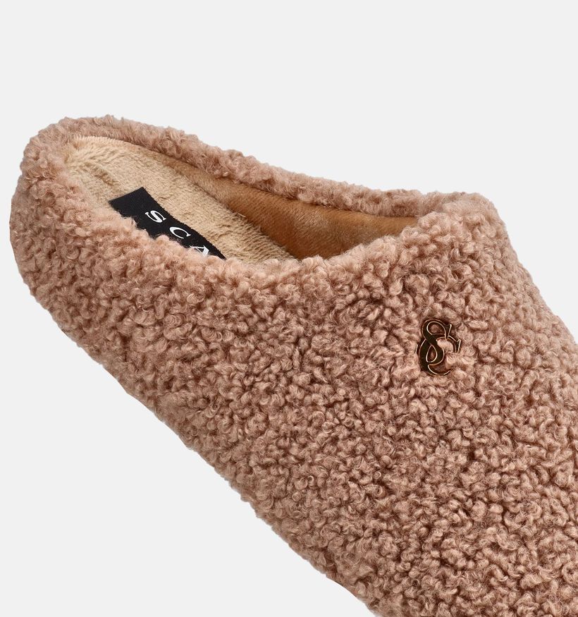 Scapa Bruine Teddy Pantoffels voor dames (380850) - geschikt voor steunzolen