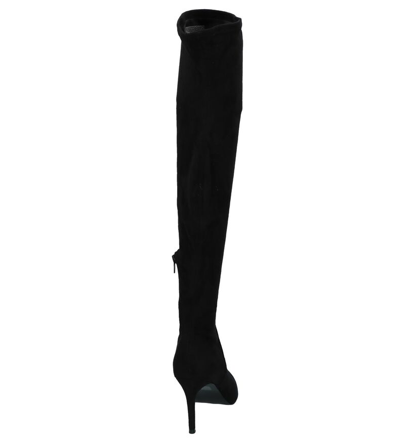 Steve Madden Lacie Zwarte Overknee Soklaarzen in stof (229772)