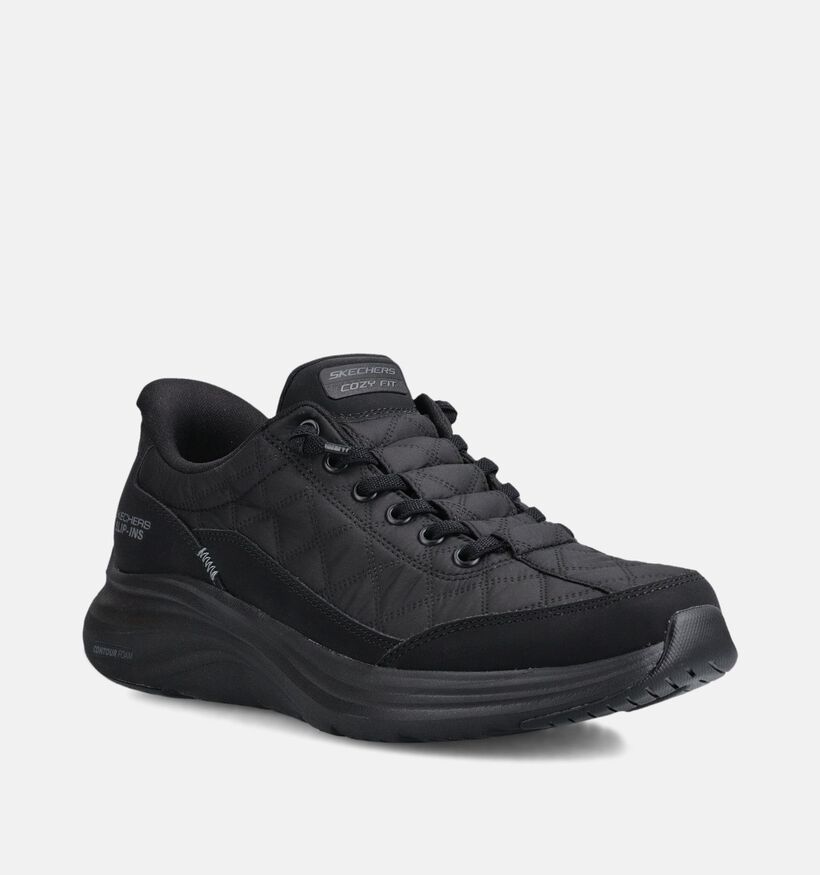 Skechers Contour Foam Baskets Slip-in en Noir pour femmes (368709) - pour semelles orthop&eacute;diques