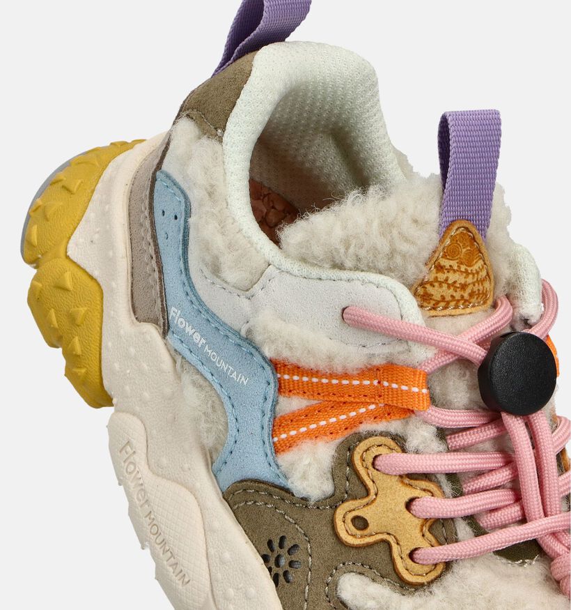 Naturino x Flower Mountain Yamano 3 Ecru Sneakers voor meisjes (364155) - geschikt voor steunzolen