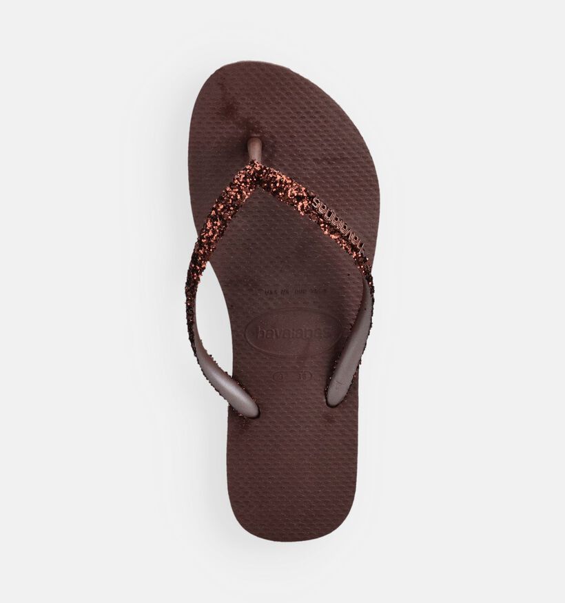 Havaianas Slim Glitter II Donkerbruine Teenslippers voor dames (373109)