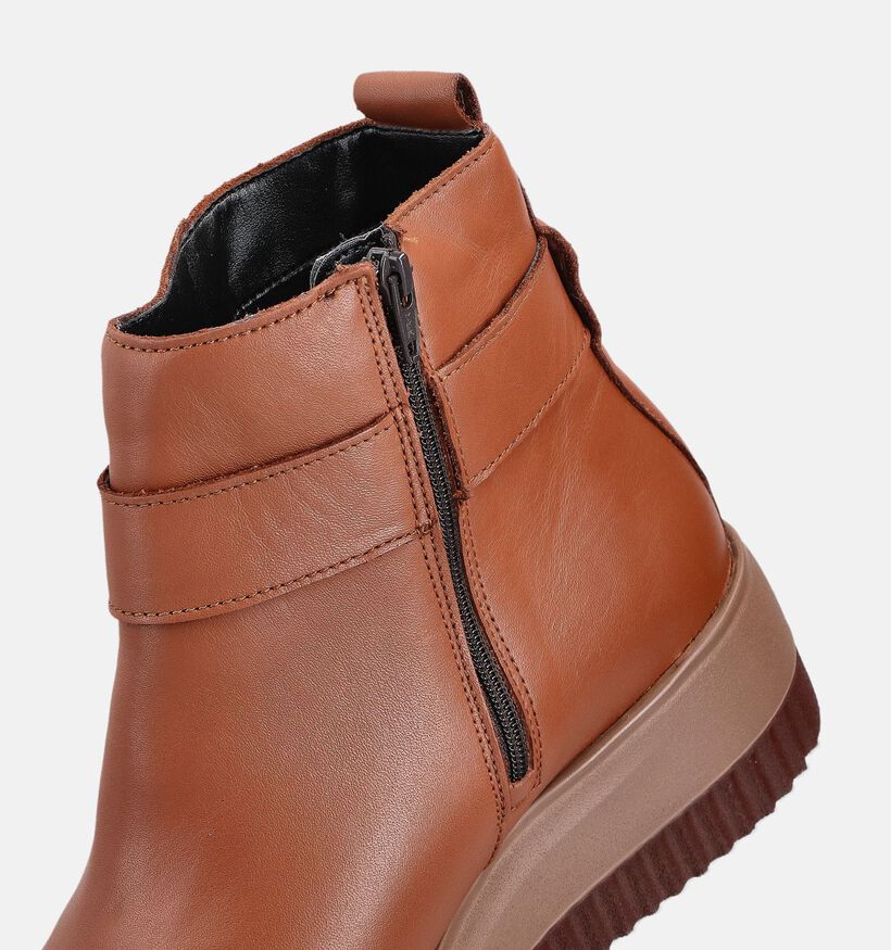 Mephisto Badia Bottines plates en Cognac pour femmes (362823) - pour semelles orthopédiques