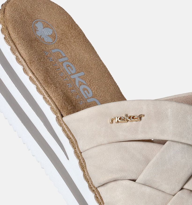 Rieker Nu-pieds talon compensé en Écru pour femmes (354922)