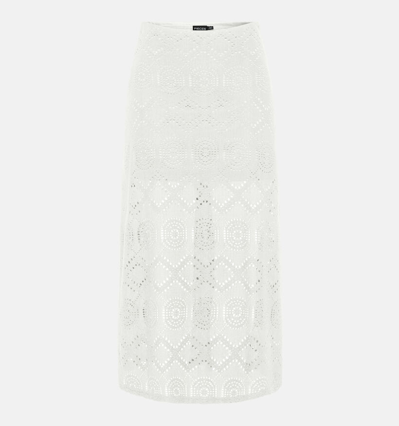 Pieces Sonnie Lace Witte Midirok voor dames (352454)