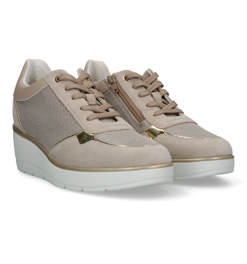 Geox Ilde Taupe Sneakers voor dames (326647) - geschikt voor steunzolen