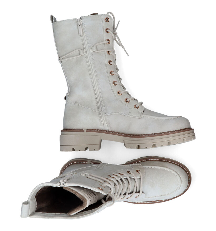 Mustang Bottes à lacets en Écru en simili cuir (316086)