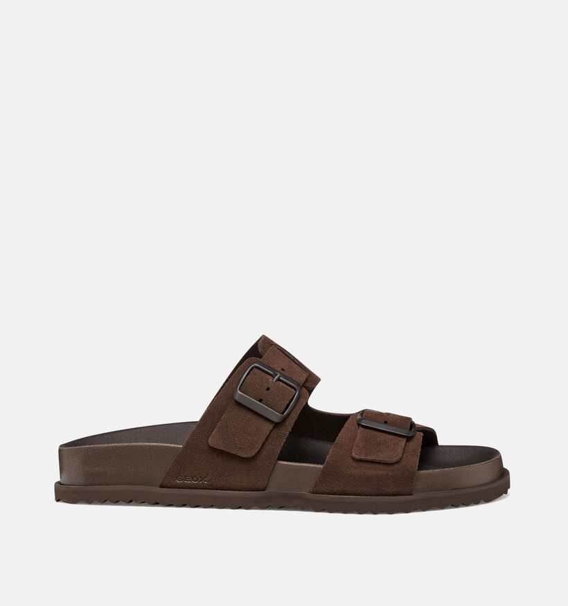 Geox Nu-pieds casual en Brun fonc&eacute; pour hommes (367999)