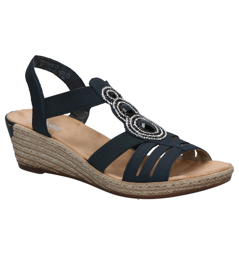 Rieker Blauwe Sandalen in stof (271875)