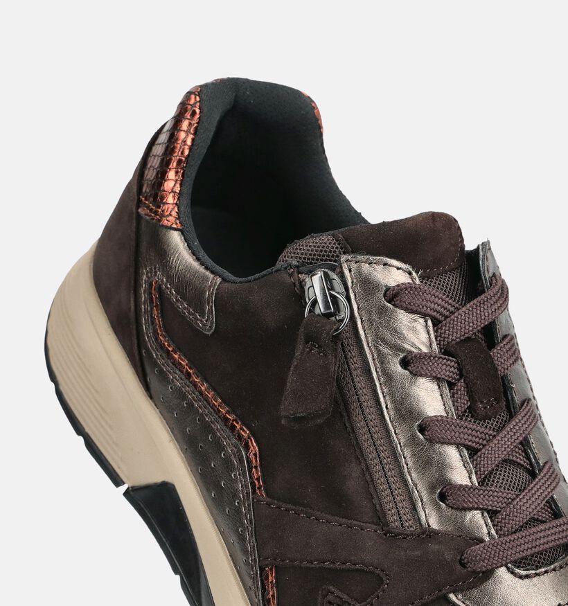 Gabor Rollingsoft Donkerbruine Sneakers voor dames (378266) - geschikt voor steunzolen